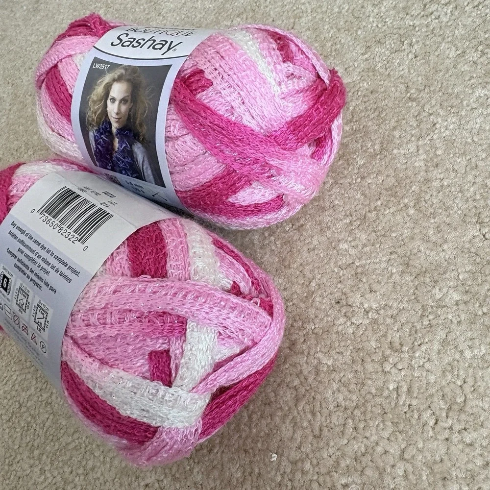 Red Heart Boutique Sashay Lot of 3 Metallic Pink Tutu 3.5 oz 100 G Yarn - Picture 5 of 5